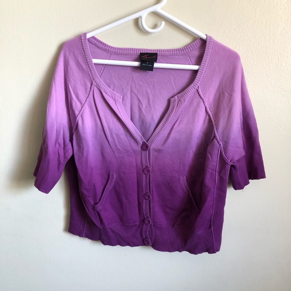 Torrid Purple Gradient Cropped Cardigan